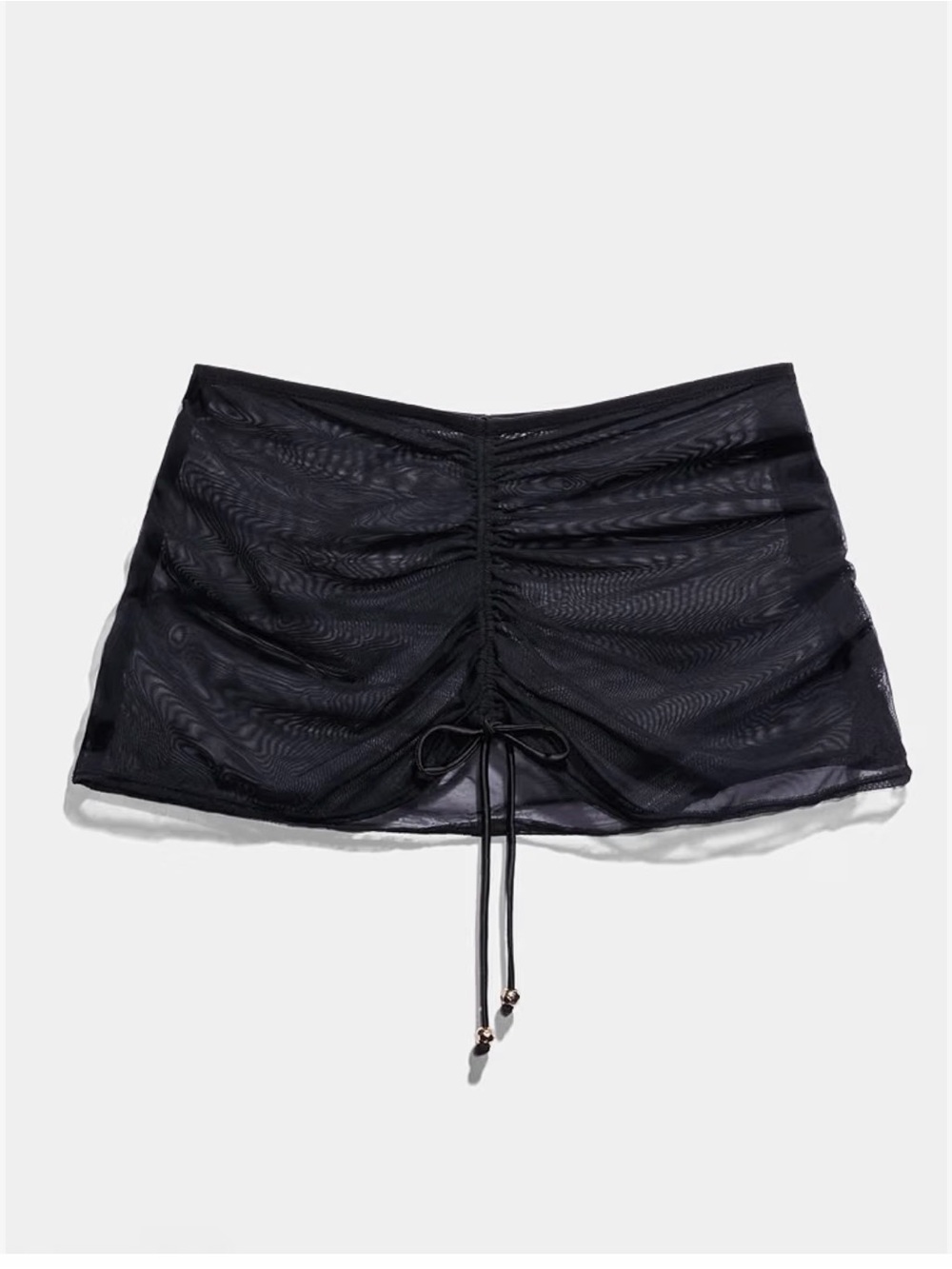 Savage X Fenty Black Ruched Mesh Mini Skirt
